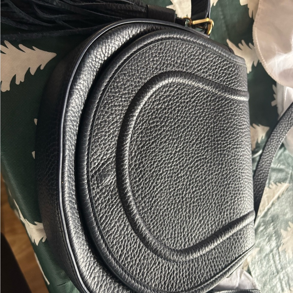 Navy Blue Leather Crossbody Bag by Gigi of New York